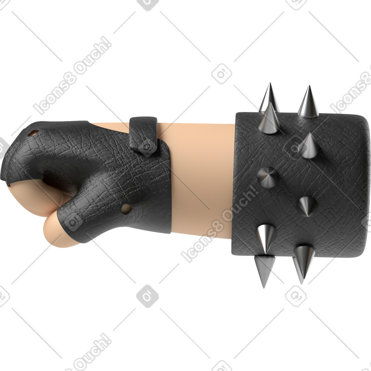 Pugno della pelle pallida del rocker, mano rivolta a sinistra illustrazione in stile 3D Hands Fun&Wild scarica in PNG, SVG