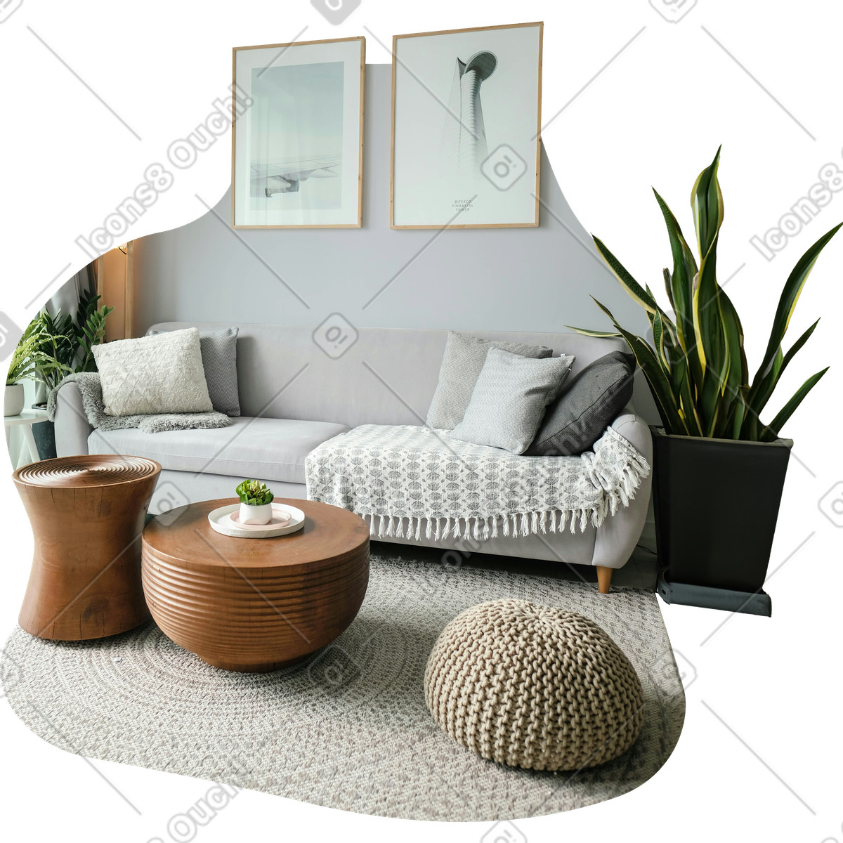 Background with a living room illustration in Everyday style download in PNG, SVG