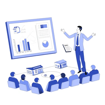 An economist stands at a lectern, gesturing as they explain the concept of microeconomics. They are surrounded by charts and graphs projected on a screen behind them, illustrating various small business models. On the table beside them are miniature representations of different businesses, including a small café, a retail shop, and a local service provider. The audience is seated in rows, attentively listening and taking notes. The economist has a stack of papers in hand, filled with figures and diagrams that support their explanation.
