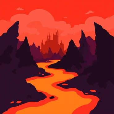 A fiery Nether landscape filled with flowing lava streams that create bright orange and red contrasts against the dark, rocky terrain. Jagged cliffs rise prominently, covered in dark stone textures. Sprawling nether fortresses can be seen in the background, featuring towering spires and intricate stone structures. The sky above is an intense shade of red, peppered with swirling clouds of smoke, enhancing the overall ambiance of the scene. Fiery particles float in the air, adding dynamic movement to the landscape.
