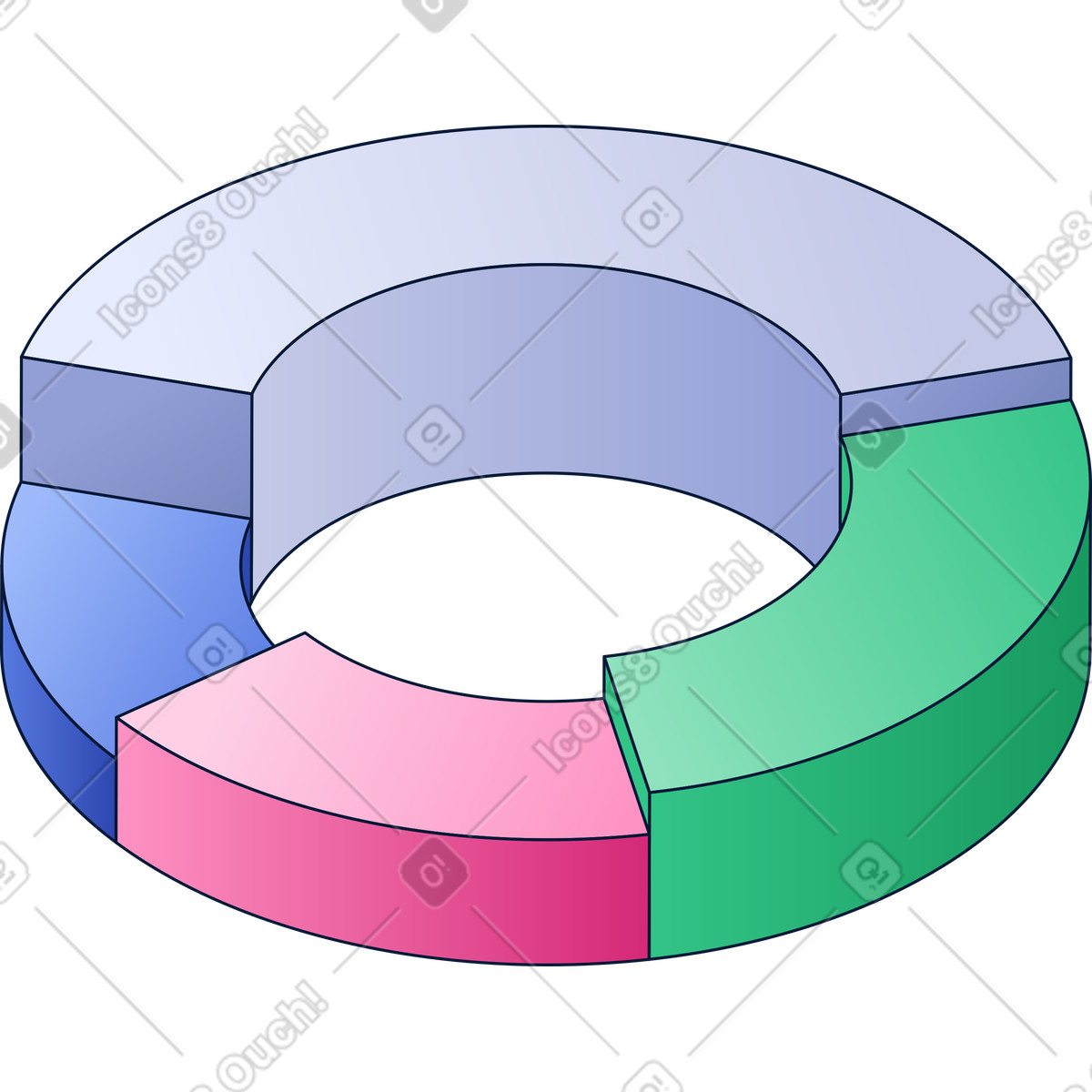 Isometric pie chart illustration in PNG, SVG