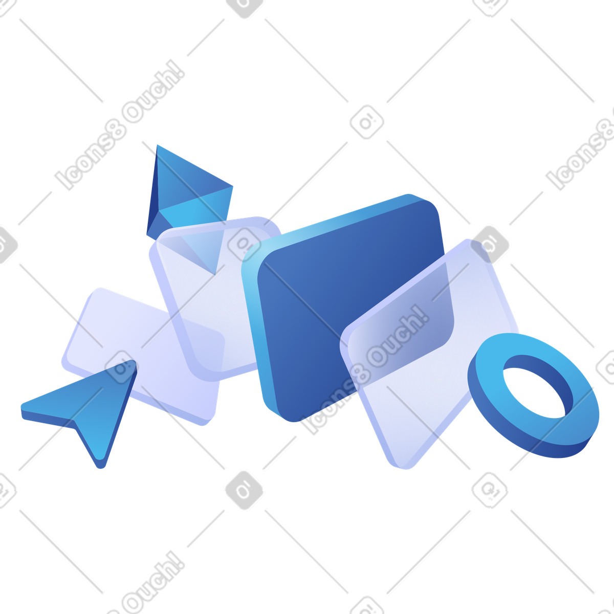 Gestione dati digitali, forme geometriche fluttuanti illustrazione in stile Quantum scarica in PNG, SVG