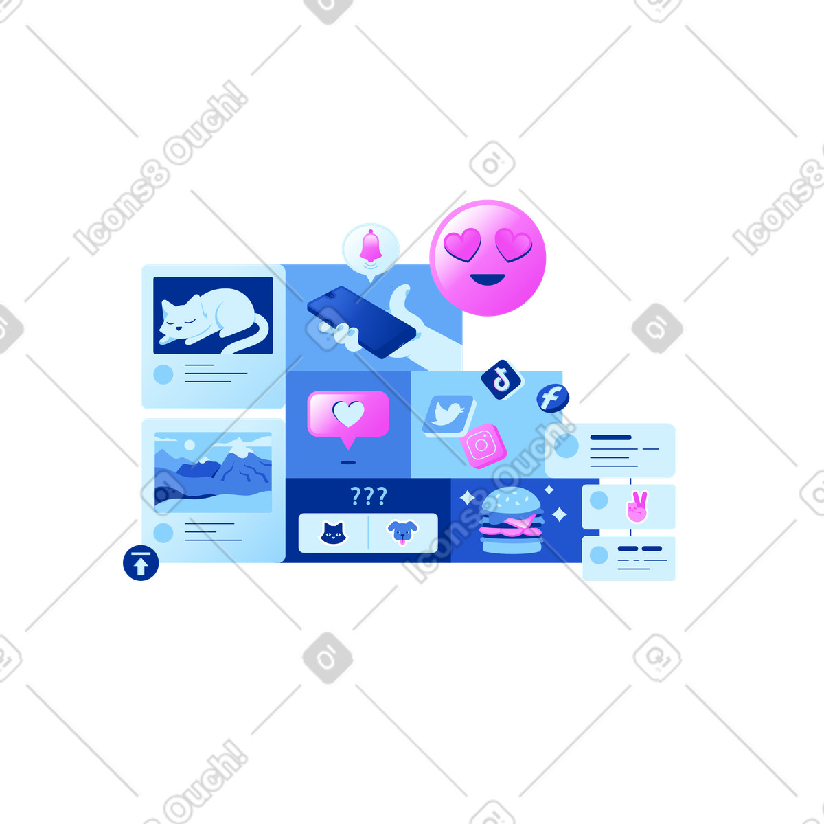 Ilustración Aplicaciones populares de redes sociales en estilo Glossy a descargar en PNG y SVG