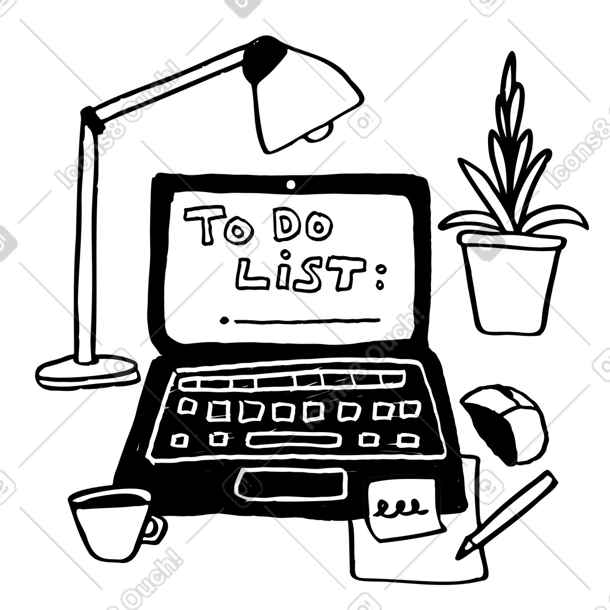 Ilustração de Working place em no estilo Marks para baixar em PNG, SVG