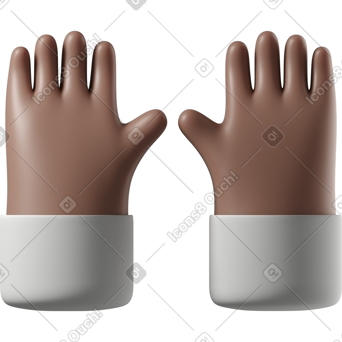 Illustration Lever les mains de la peau brune dans le style 3D Hands Fun&Wild à télécharger aux formats PNG, SVG