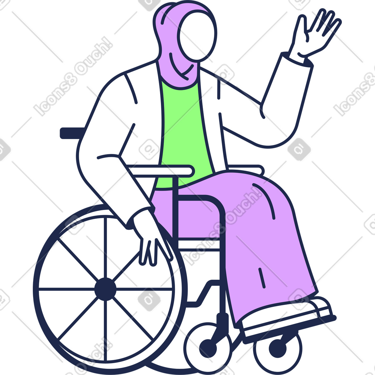 Frau im rollstuhl-Illustration Outline-Stil als Download in PNG, SVG