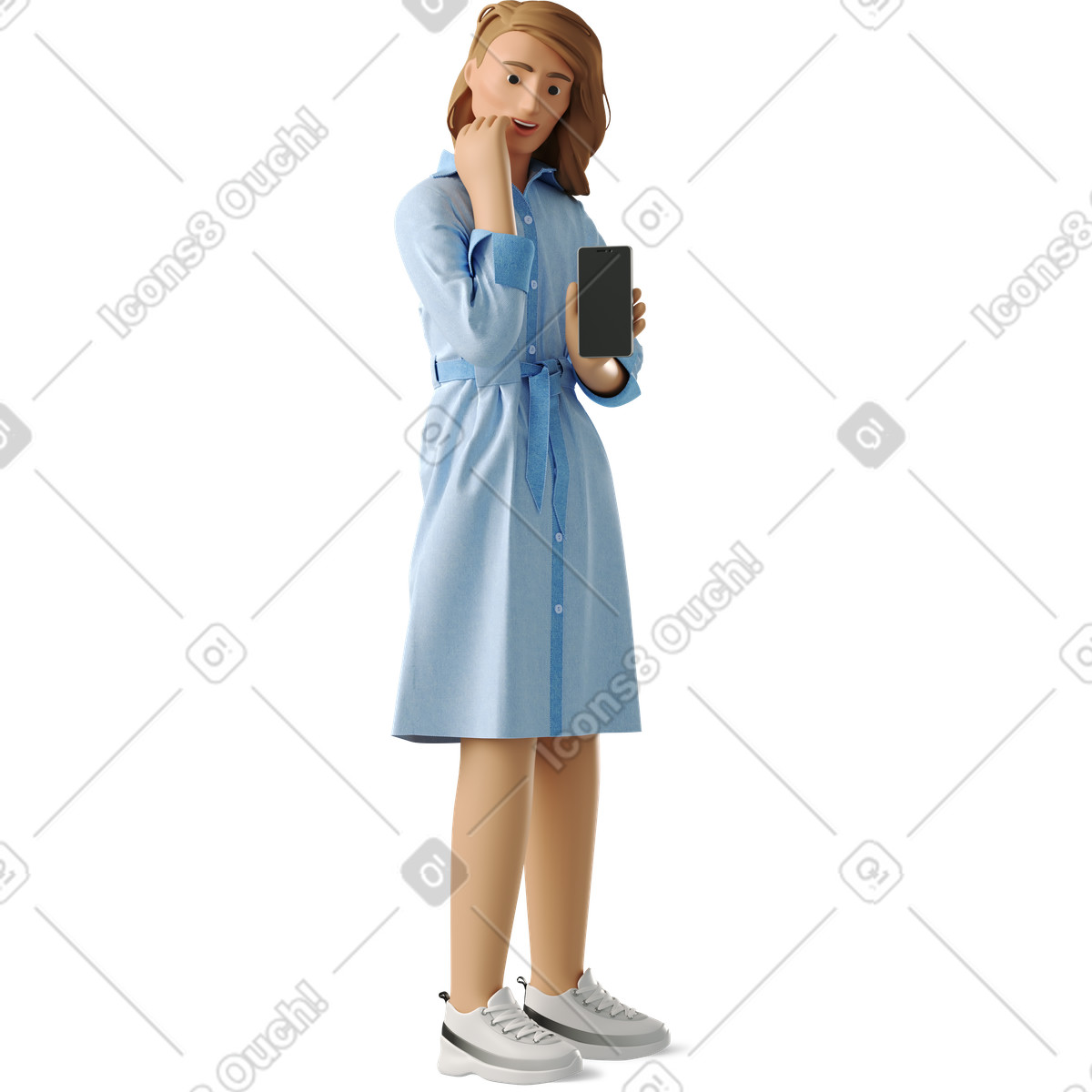 Иллюстрация Smiling non-binary person with phone в стиле 3D Business — скачать в форматах PNG, SVG