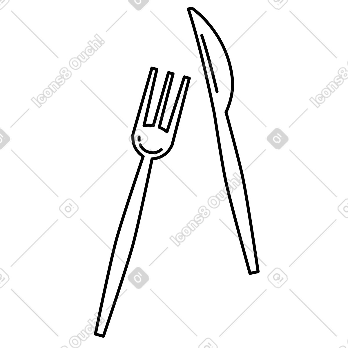 Set posate, coltello e forchetta illustrazione in stile Ruby scarica in PNG, SVG