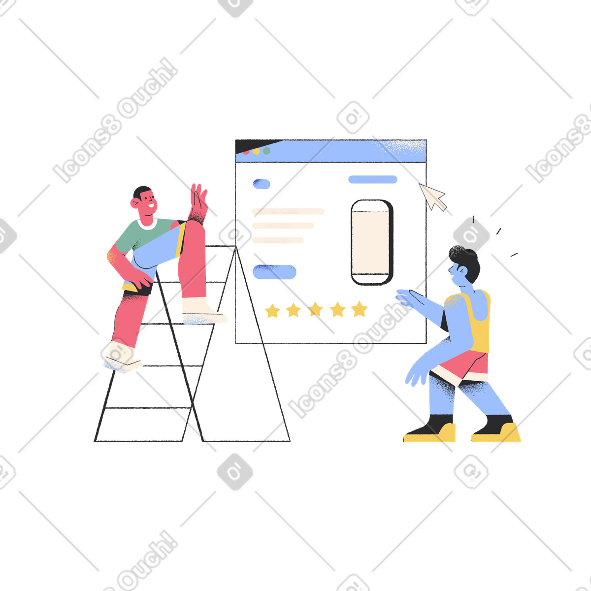 Uno shopping online a 5 stelle illustrazione in stile Pablo scarica in PNG, SVG