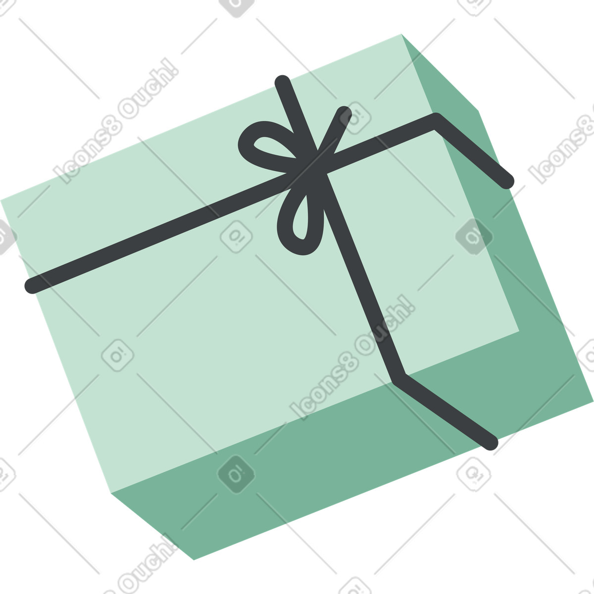 Grüne geschenkbox-Illustration im Kiddo-Stil als Download in PNG, SVG