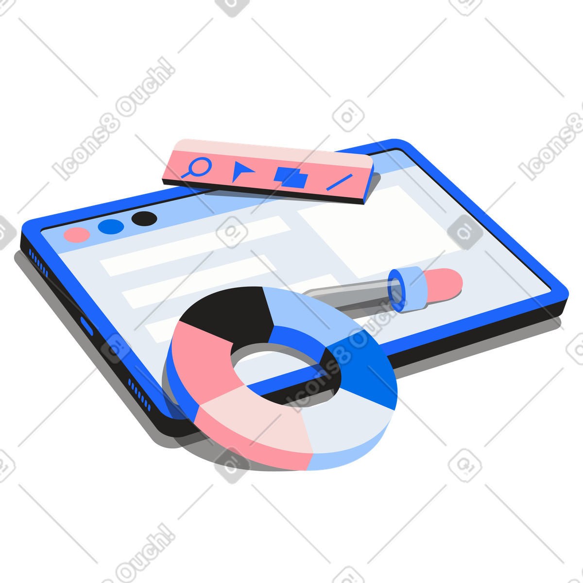 Software di progettazione web su tablet illustrazione in stile Editorial scarica in PNG, SVG