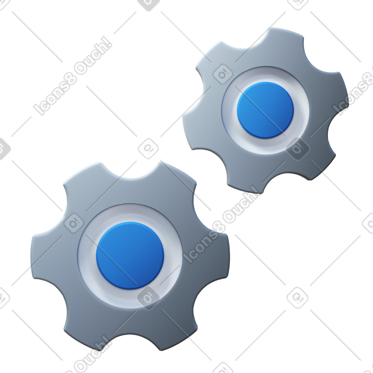 下载 3D Fluency 风格的 Two grey gears 动画插图，支持 GIF、Lottie （JSON）、AE 格式