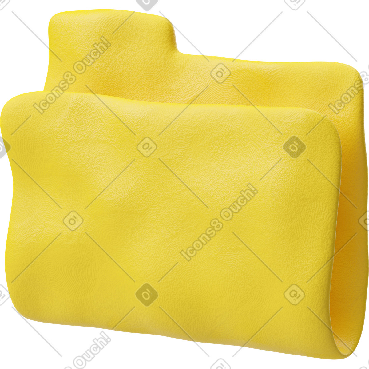 3D Plastilina スタイルの 黄色のフォルダアイコンの4分の3のビュー のイラストをPNG、SVG形式でダウンロード