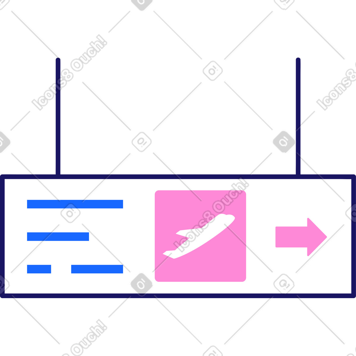Airport sign illustration clipart showcasing travel directions in PNG