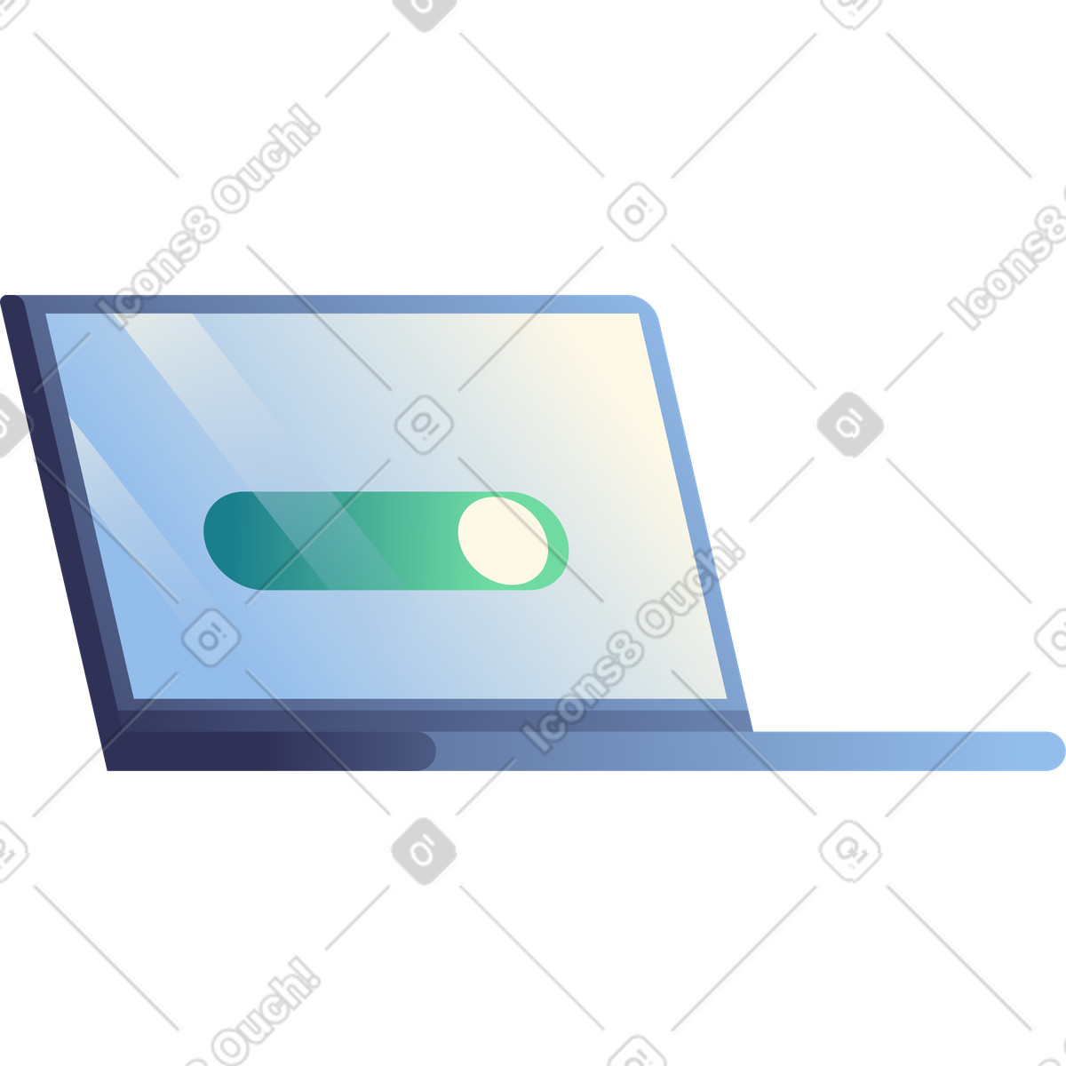 Laptop with toggle switch illustration in PNG, SVG