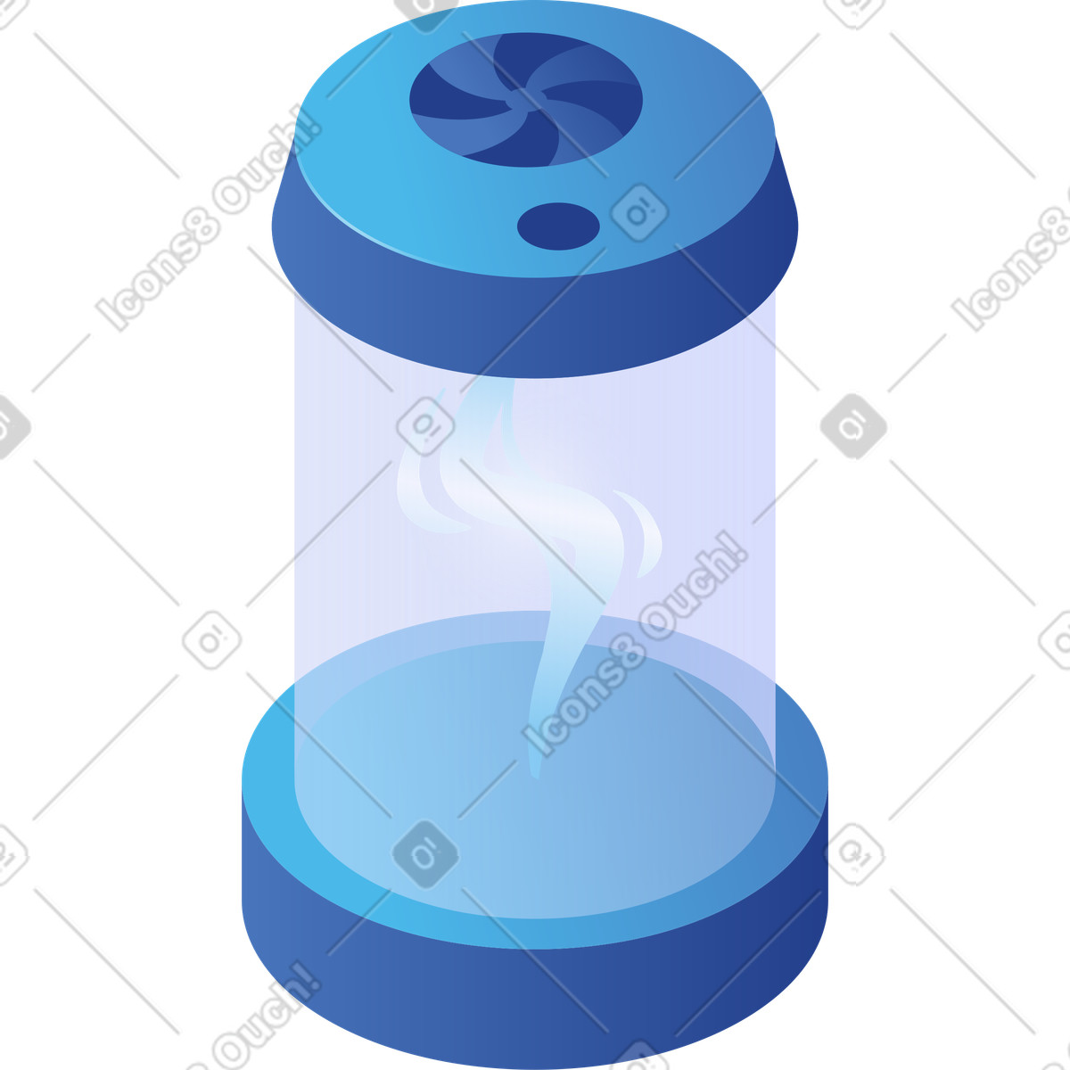 Ilustración Cilindro de vidrio con iluminación en estilo Quantum a descargar en PNG y SVG