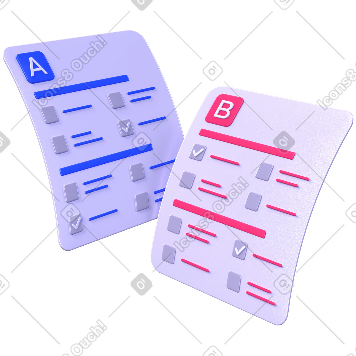 Confronto tra test a/b, risultati di analisi del comportamento degli utenti illustrazione in stile 3D Boost scarica in PNG, SVG