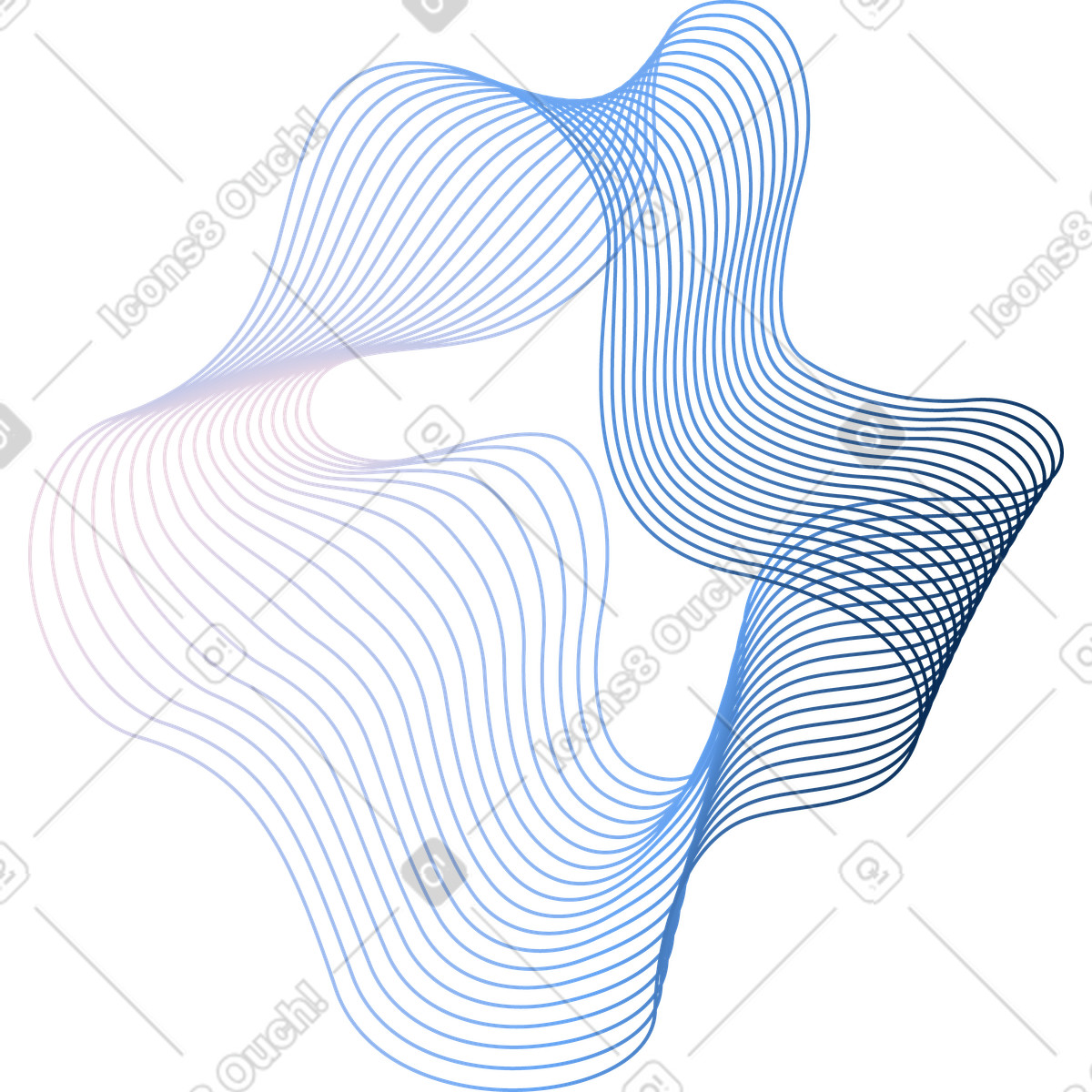 Forma d'onda organica blu, flusso neurale, di creatività ai illustrazione in stile Forms scarica in PNG, SVG