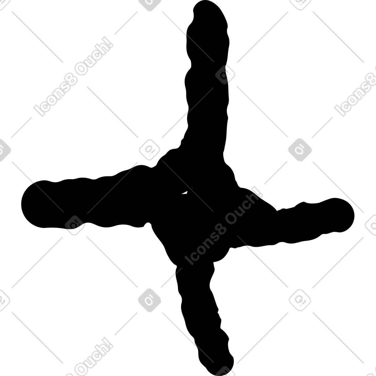 Ilustração de Star shape with four rounded arms organic ink silhouette symbol em no estilo Black Chalk para baixar em PNG, SVG