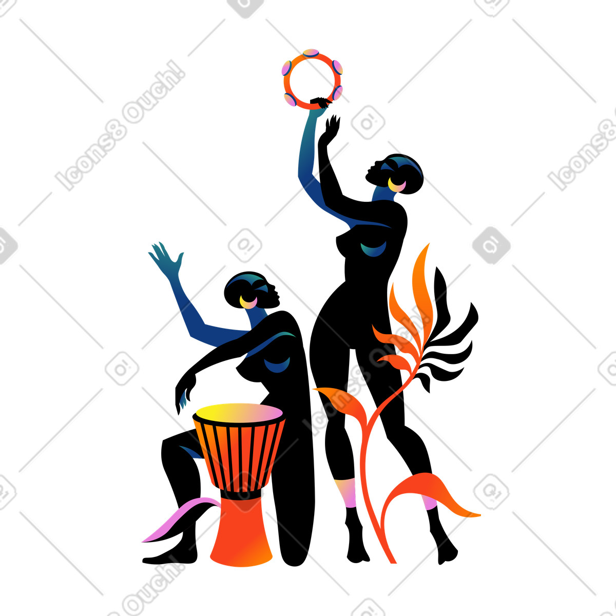 Amani 스타일의 드럼으로 음악을 연주하는 아프리카 사람들 일러스트레이션 PNG, SVG 다운로드