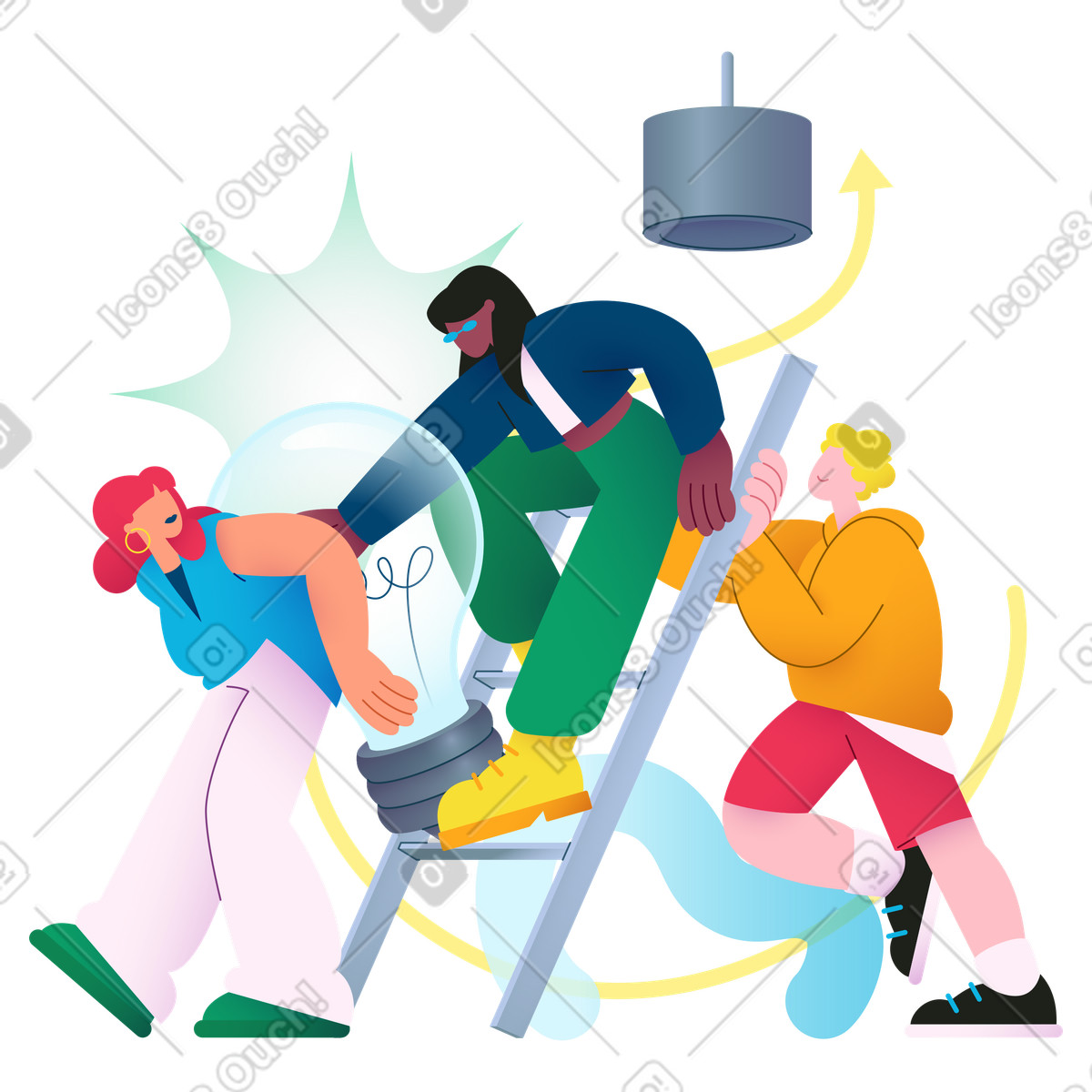Teamarbeit der mitarbeiter des unternehmens-Illustration im Colors-Stil als Download in PNG, SVG