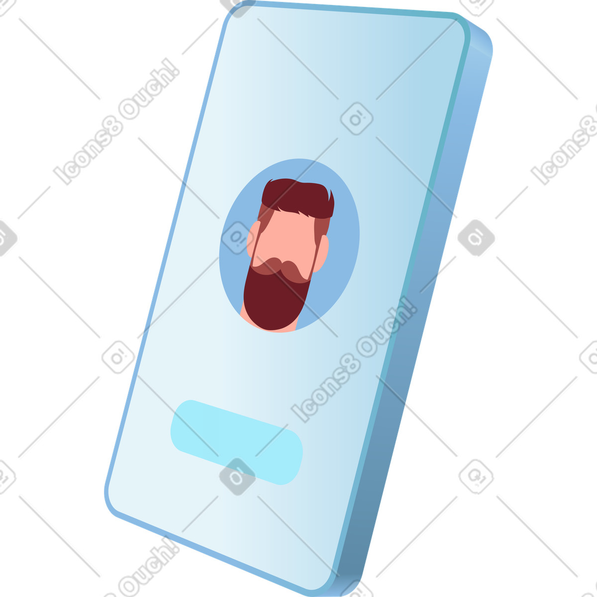 Ilustración Smartphone con un icono de usuario en la pantalla. estilo Airy a descargar PNG y SVG