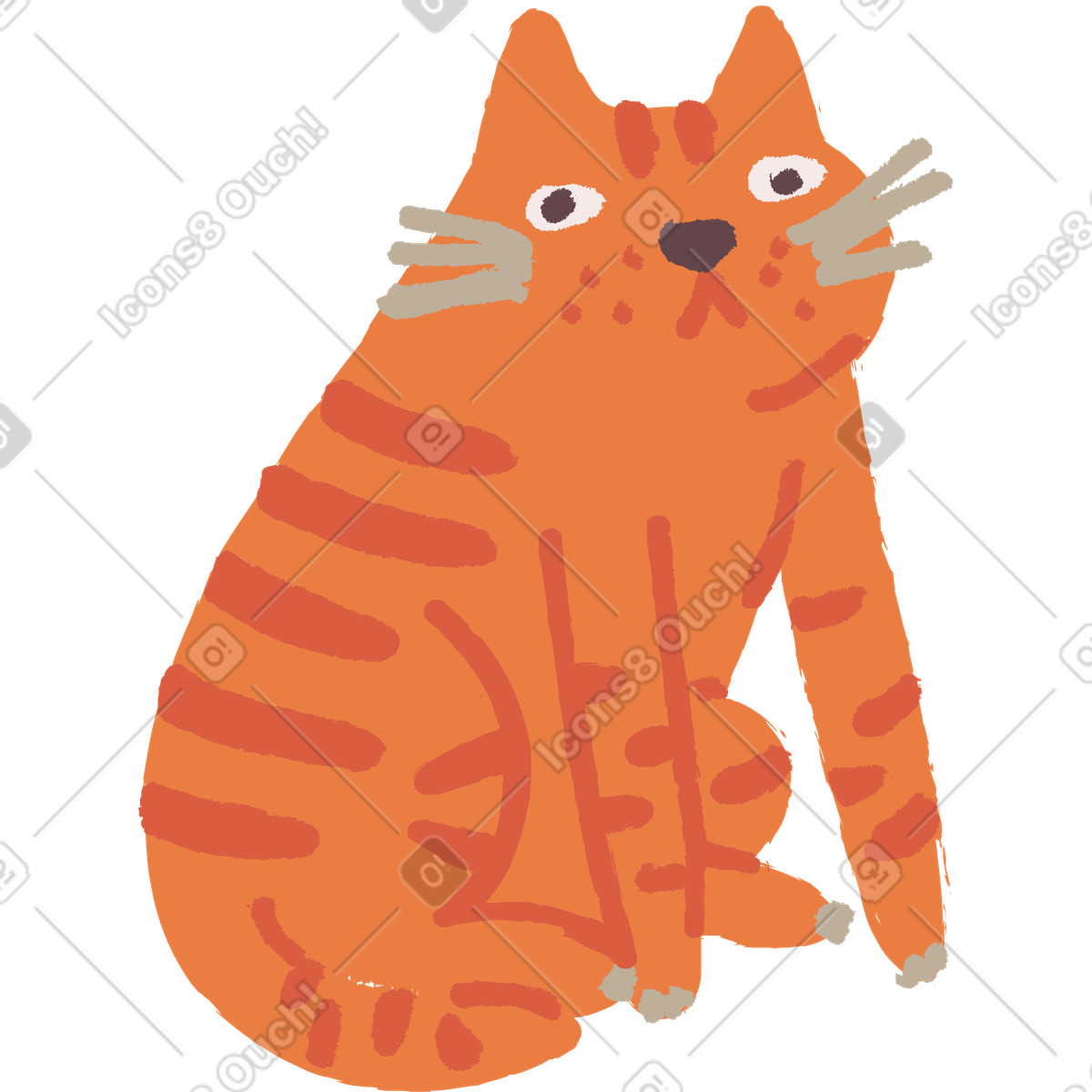 Cat sitting illustration in Ginger style download in PNG, SVG