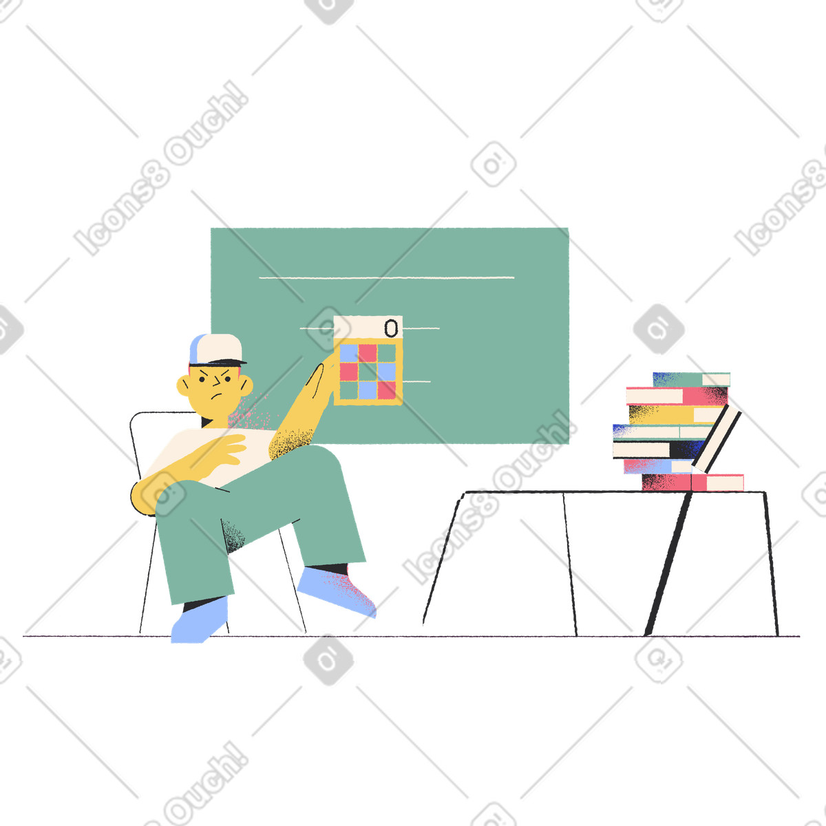 Ilustração de Aluno usando um ábaco durante sessão matemática em no estilo Pablo para baixar em PNG, SVG