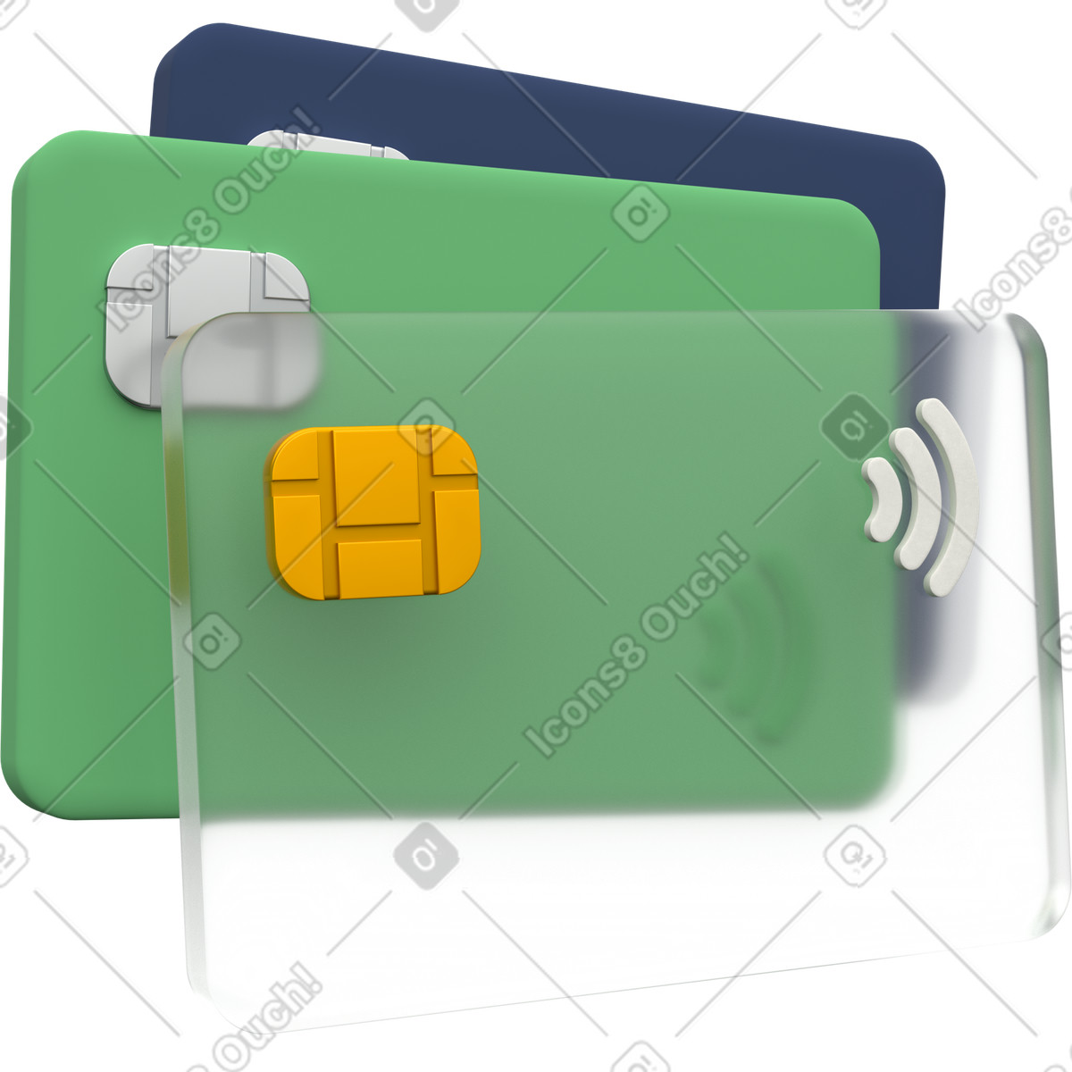 Ilustración Credit cards en estilo 3D Grid a descargar en PNG y SVG