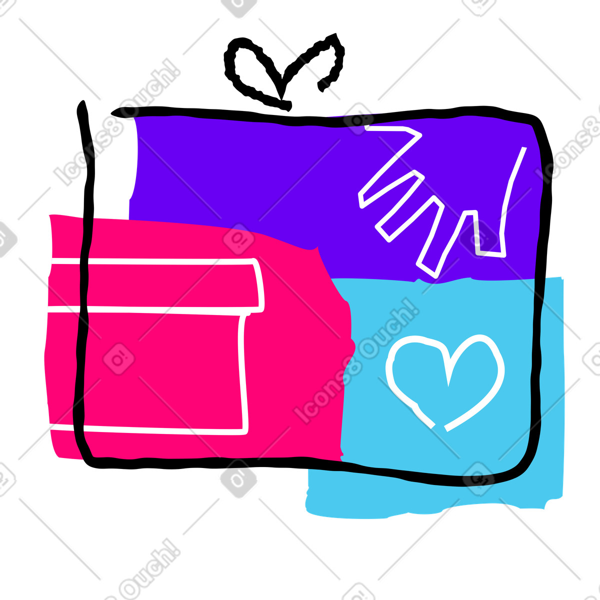 Scatola regalo di san valentino illustrazione in stile Puzzle scarica in PNG, SVG