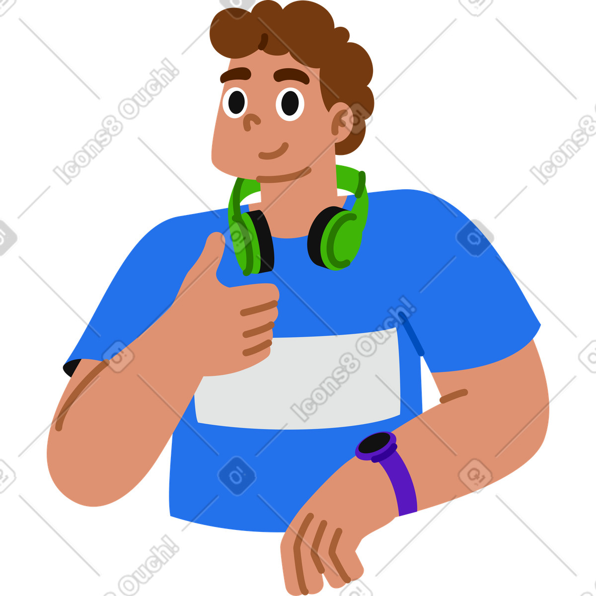 下载 Active 风格的 竖起大拇指的男人 插画，支持 PNG、SVG 格式