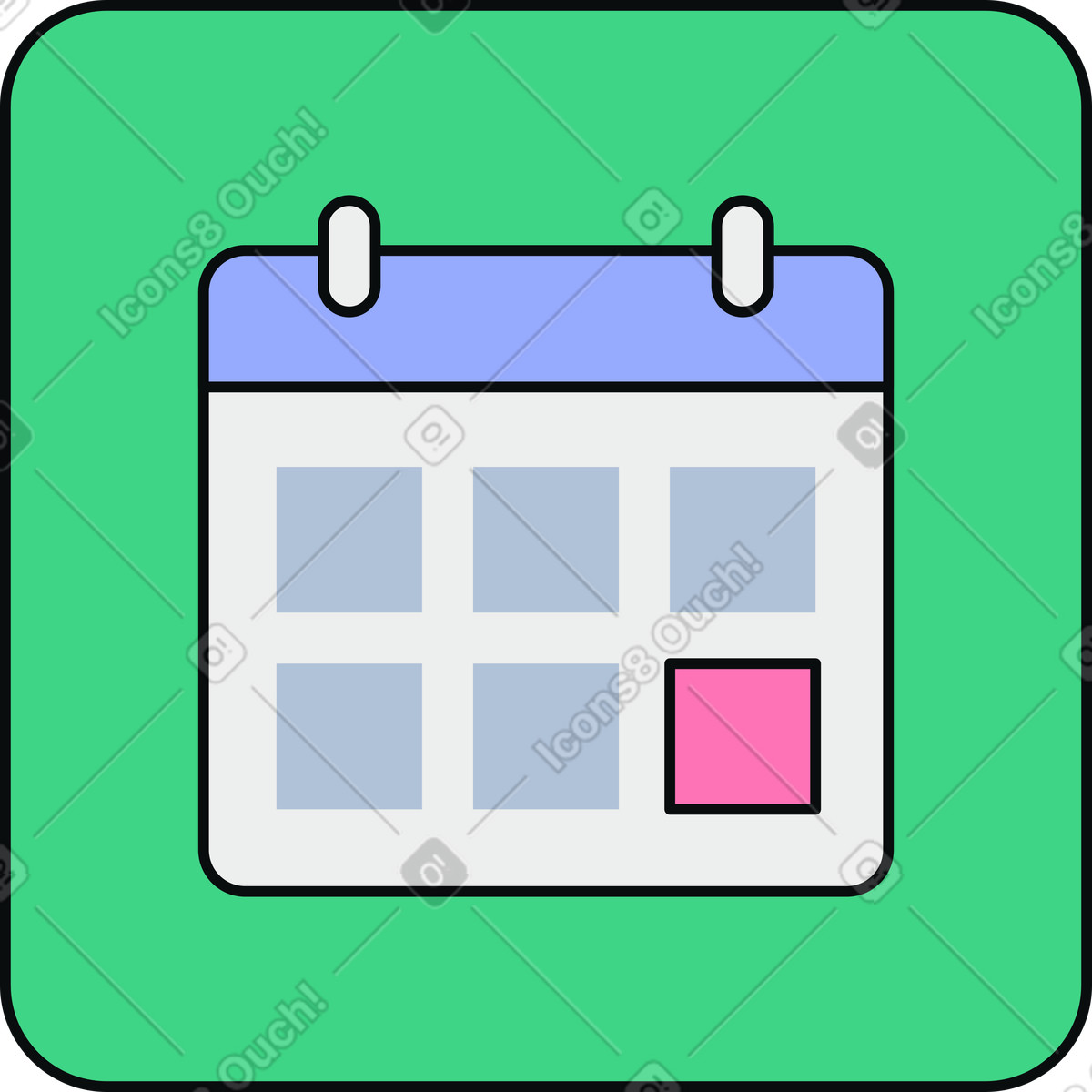 Ilustración Icono de calendario en estilo Teko a descargar en PNG y SVG