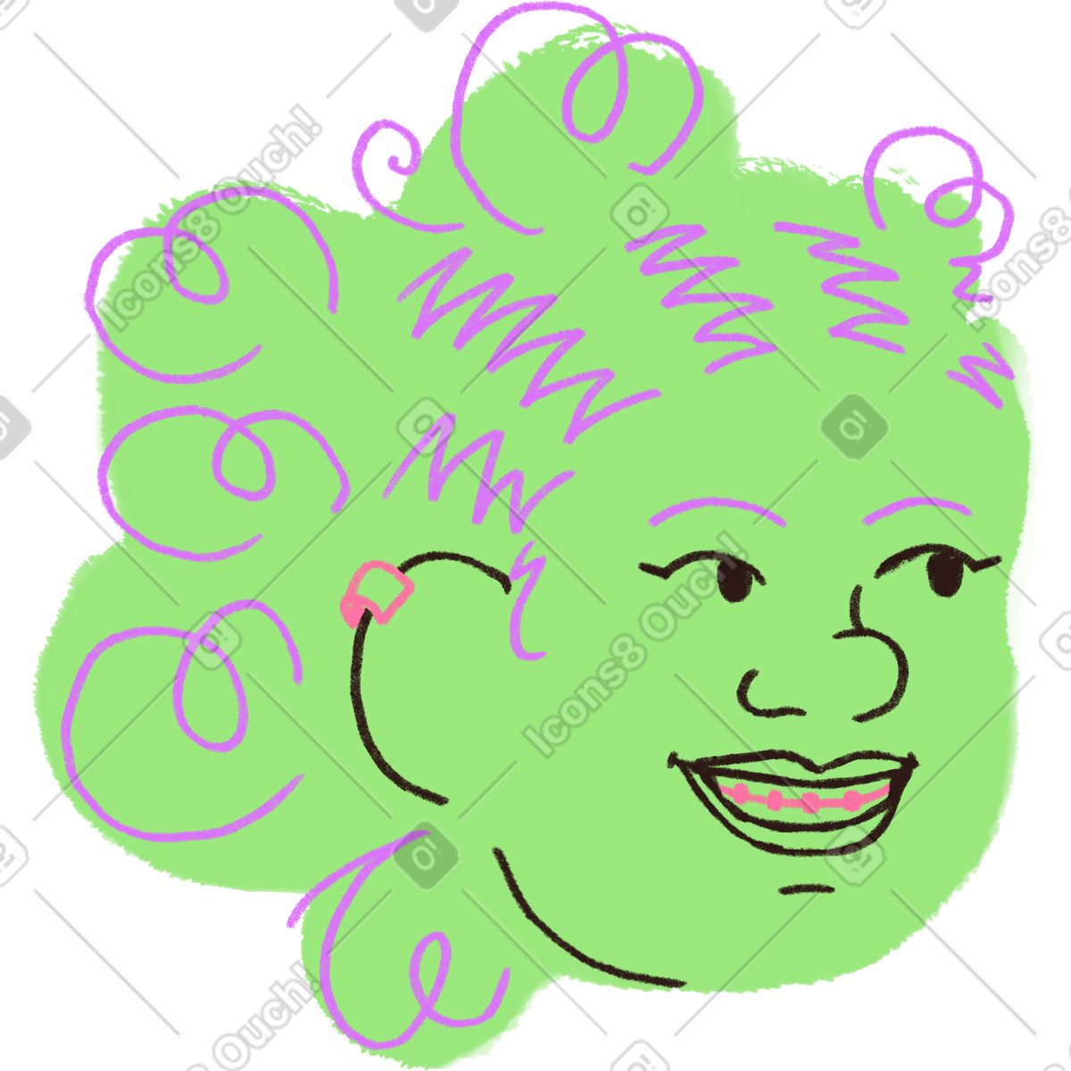 Woman with braces illustration in Blobby style download in PNG, SVG