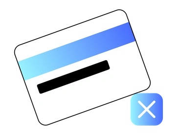 A credit card with a cancel symbol - Azure style illustration