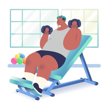 A peaceful and focused individual practicing an incline dumbbell press with a serene background