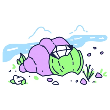 A seashell on the beach with a perfect diamond nestled inside