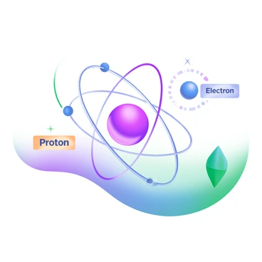 A detailed illustration of a hydrogen atom featuring a central "proton" represented as a red sphere. Orbiting around it is a smaller "electron" depicted as a blue sphere, following a circular path. The background consists of a gradient that transitions from light blue to white, enhancing the focus on the atom. The orbit of the electron is shown as a dashed line, emphasizing its movement. Small lines radiate from the proton to indicate the electromagnetic force, while labels near each component read "Proton" and "Electron" in clear, legible font.