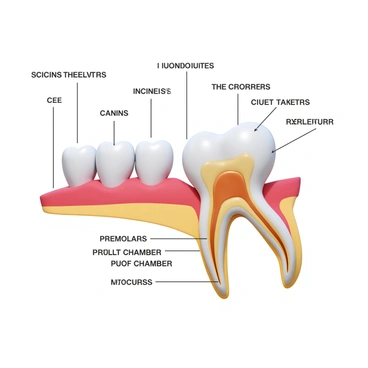 An illustration showing the anatomy of human teeth, including roots and enamel