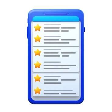A smartphone screen displaying multiple customer reviews. There are five-star ratings prominently shown beside each review. Each review features a mixture of positive and constructive comments, with varying lengths and expressions. The screen is framed by a sleek smartphone design, with clear and vibrant colors enhancing the readability of the text. The background of the screen is a modern app interface, providing a clean and organized appearance.