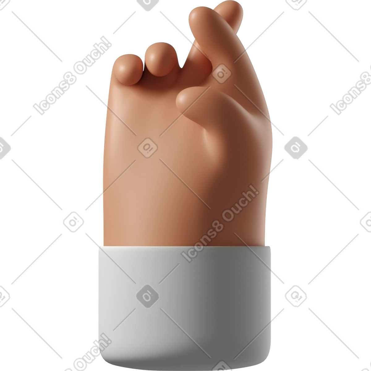 3D Hands Fun&Wild スタイルの 交差した指で日焼けした肌の手 のイラストをPNG、SVG形式でダウンロード