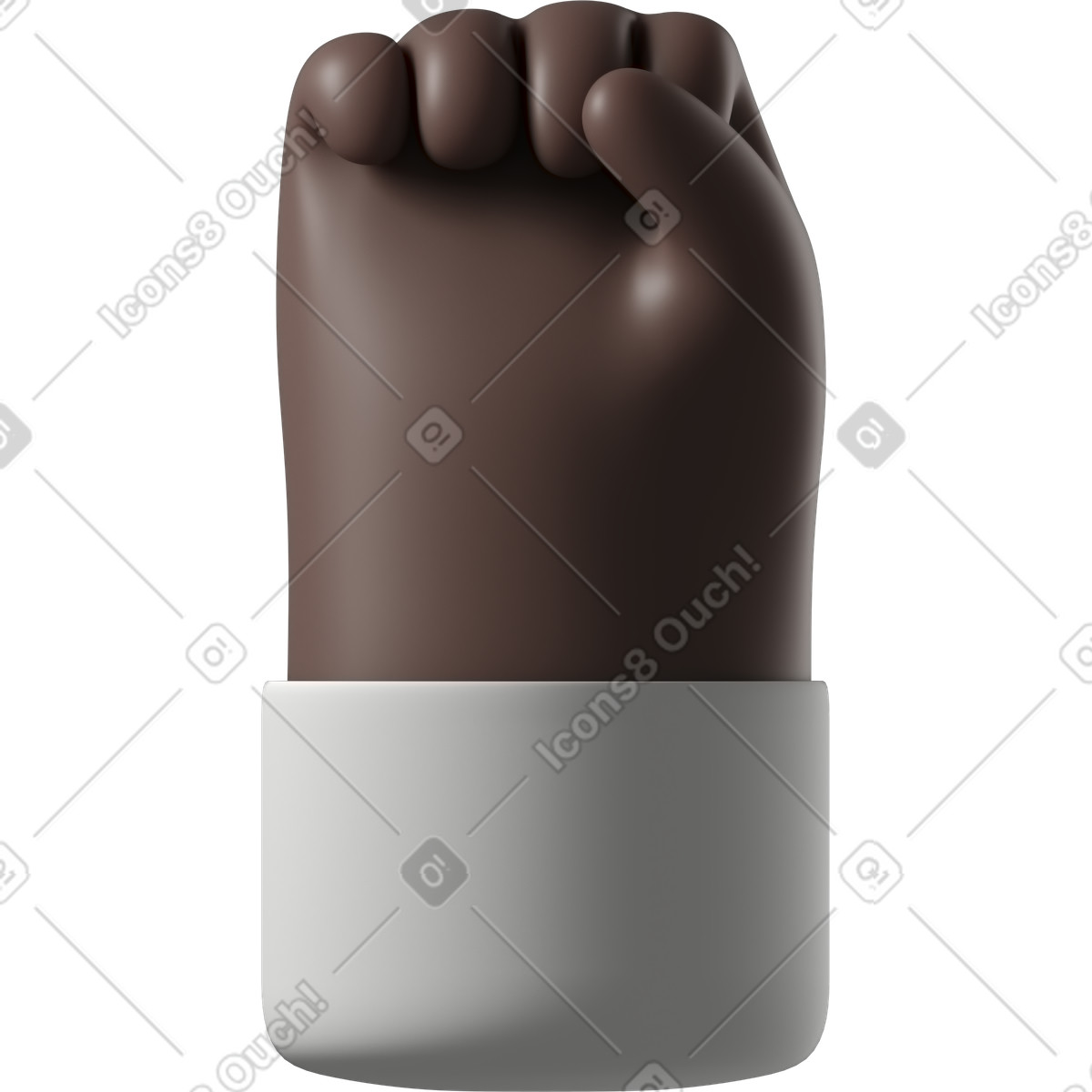 Ilustración Puño levantado de una mano piel negra en estilo 3D Hands Fun&Wild a descargar en PNG y SVG