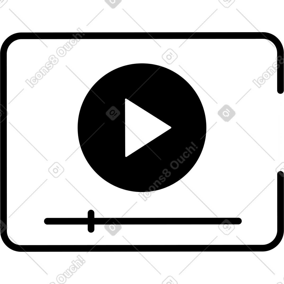 Play button video player interface with progress bar control symbol-Illustration im Notion Line Art-Stil als Download in PNG, SVG