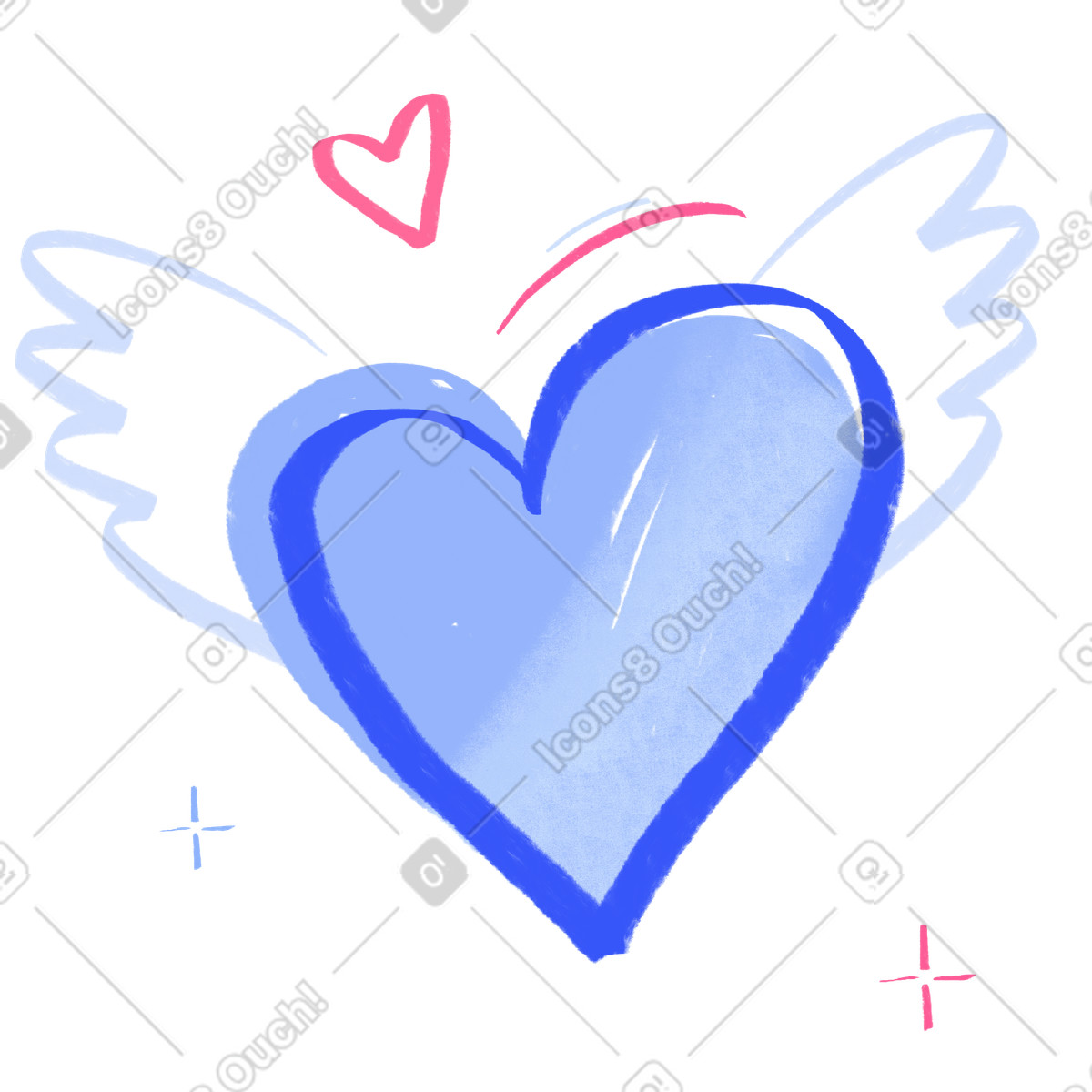 Ilustração de Heart with wings for valentine's day em no estilo Quirky para baixar em PNG, SVG