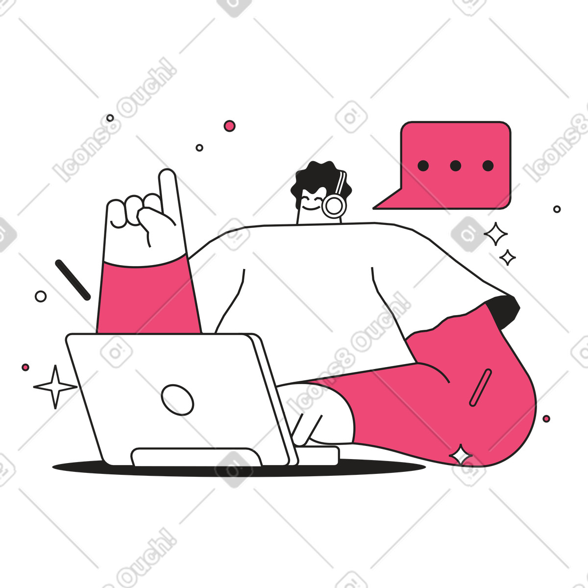 下载 Dazzle Line 风格的 客户关怀 插画，支持 PNG、SVG 格式