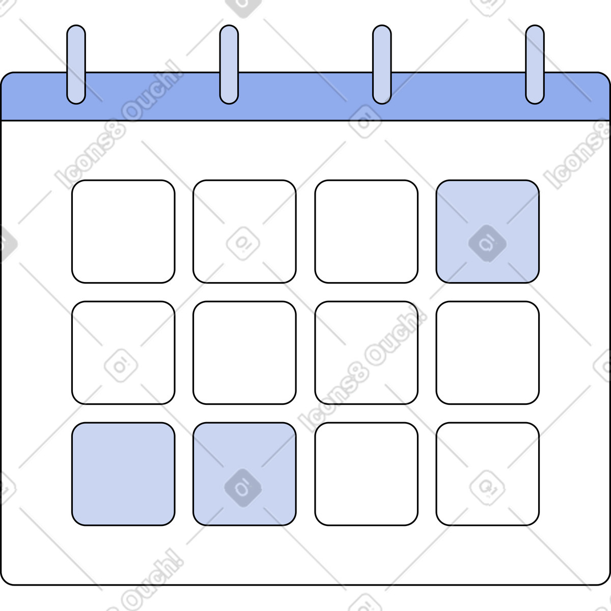 Enorme calendario illustrazione in stile Bloom scarica in PNG, SVG