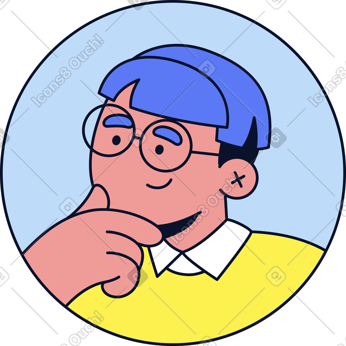 下载 Flexy 风格的 男人头像 插画，支持 PNG、SVG 格式