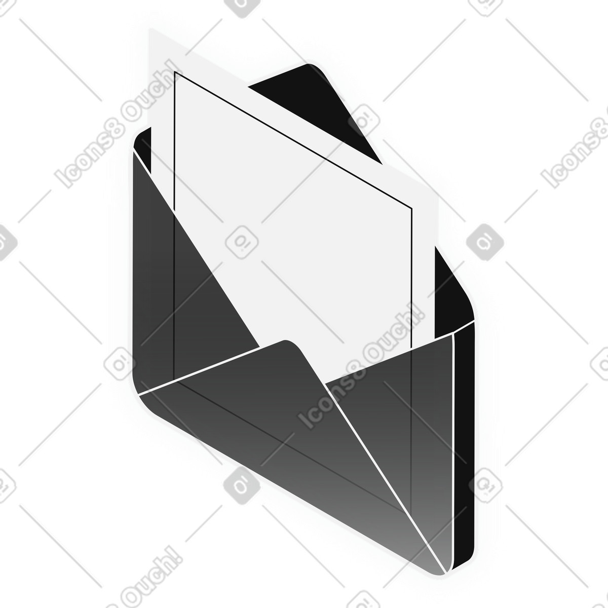 Open email letter with document illustration in Inverse style download in PNG, SVG