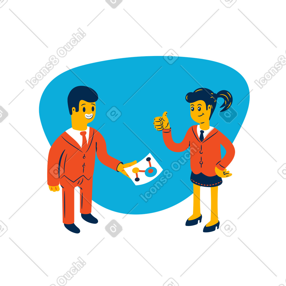 Ilustração de Duas pessoas negócios em um relatório dados no estilo Flame para baixar PNG, SVG