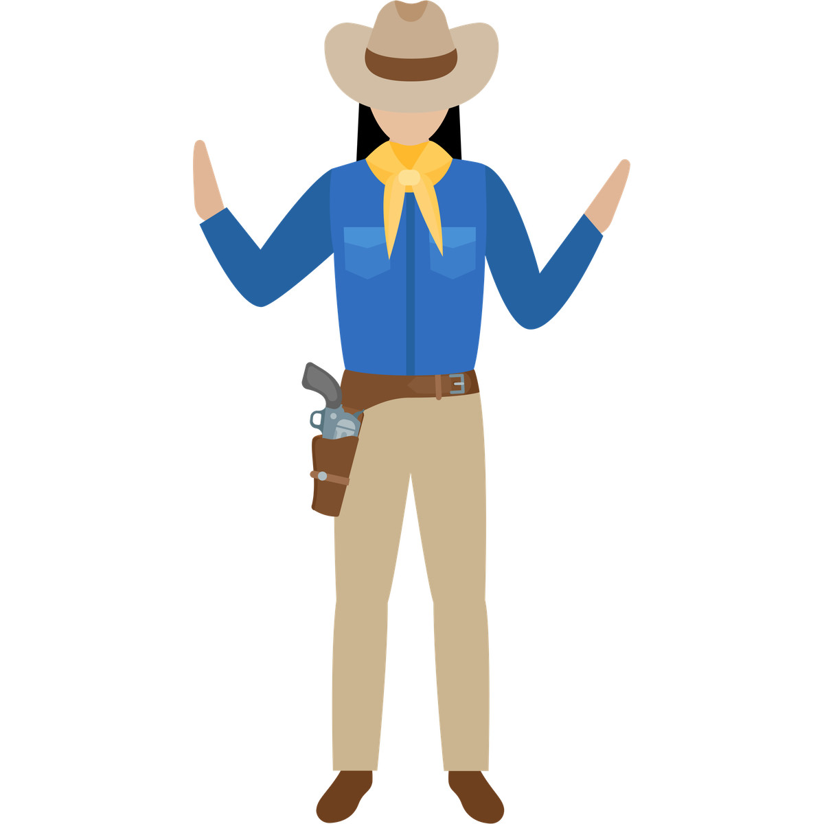 Illustration Cowboy femme dans le style Fogg à télécharger aux formats PNG, SVG