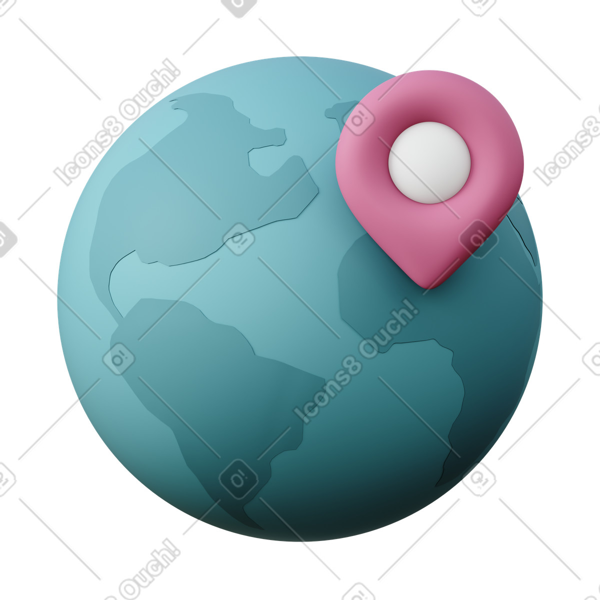 Illustration Globe location dans le style 3D Sugary à télécharger aux formats PNG, SVG